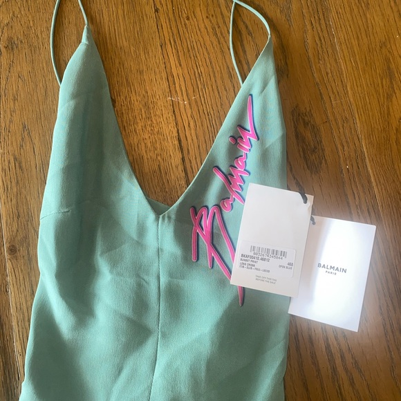 NWT XS Balmain Sunset Print Silk Maxi Cover-Up Dress - Picture 7 of 9